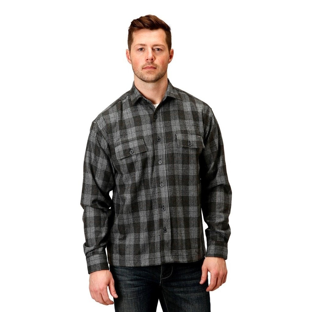 Tin Haul Western Jacket Mens Plaid Button Gray 10-097-0119-0722 GY Image 1