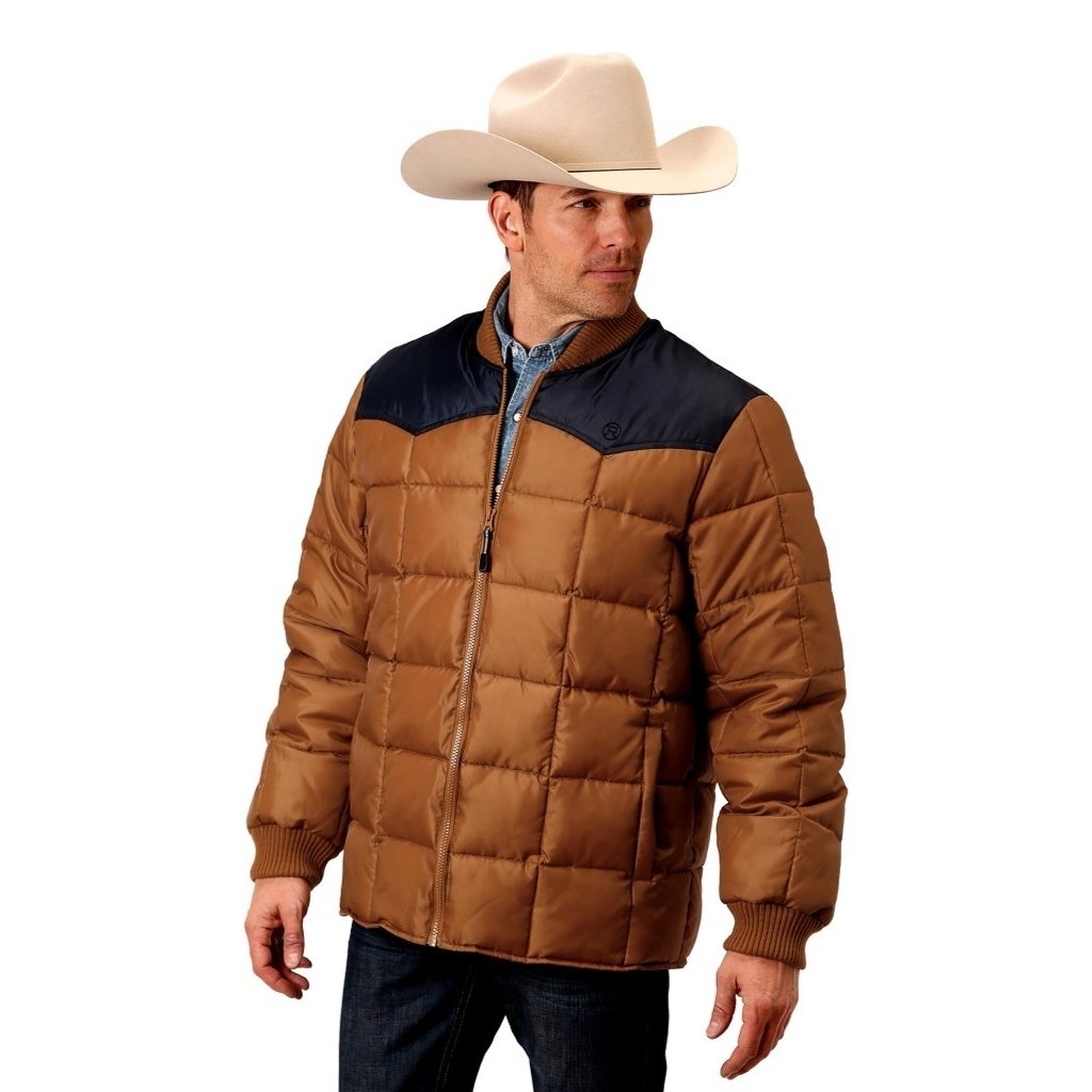 Roper Western Jacket Mens Quilts Warm Zip Brown 03-097-0761-0532 BR Image 1