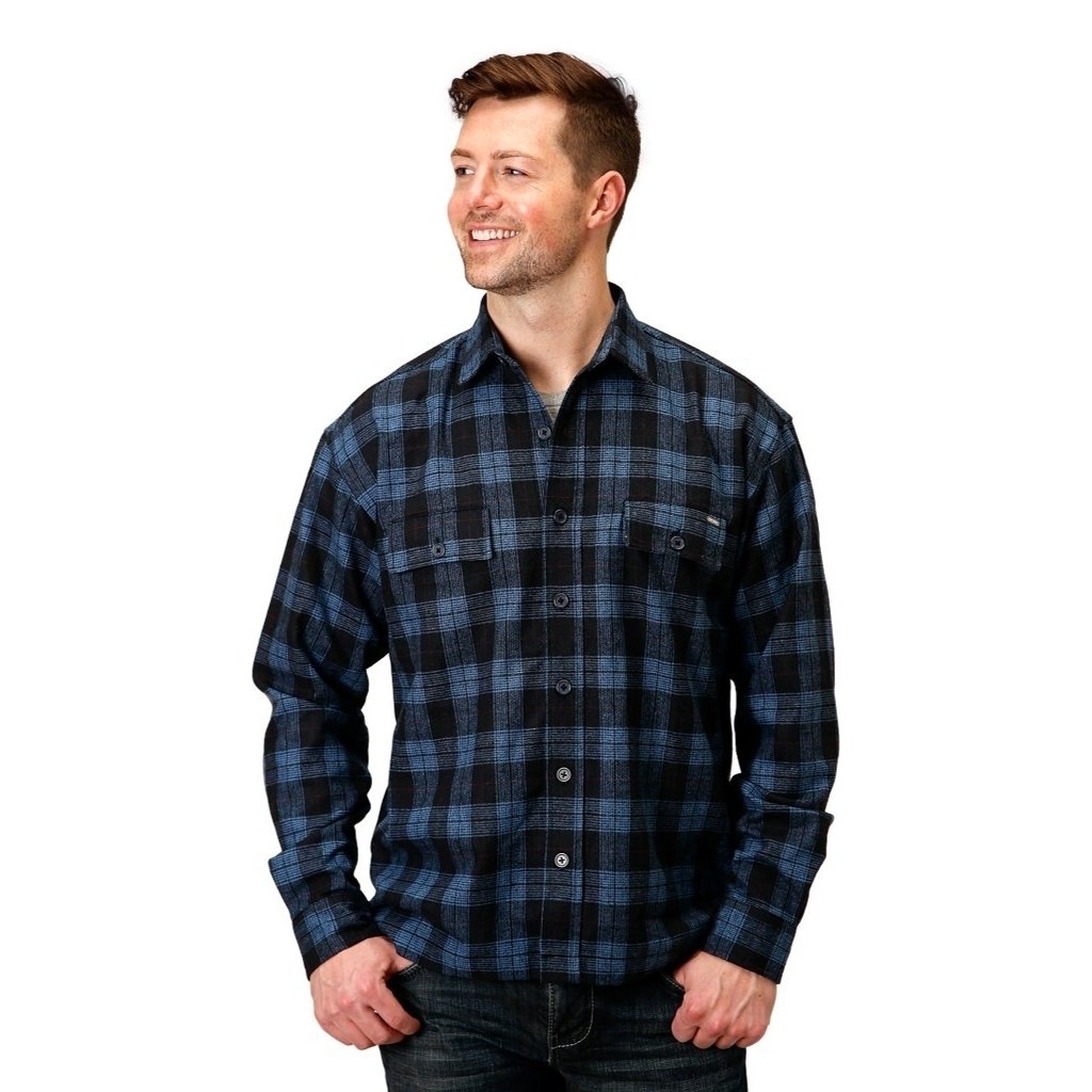 Tin Haul Western Jacket Mens Plaid Button Blue 10-097-0119-0721 BU Image 1