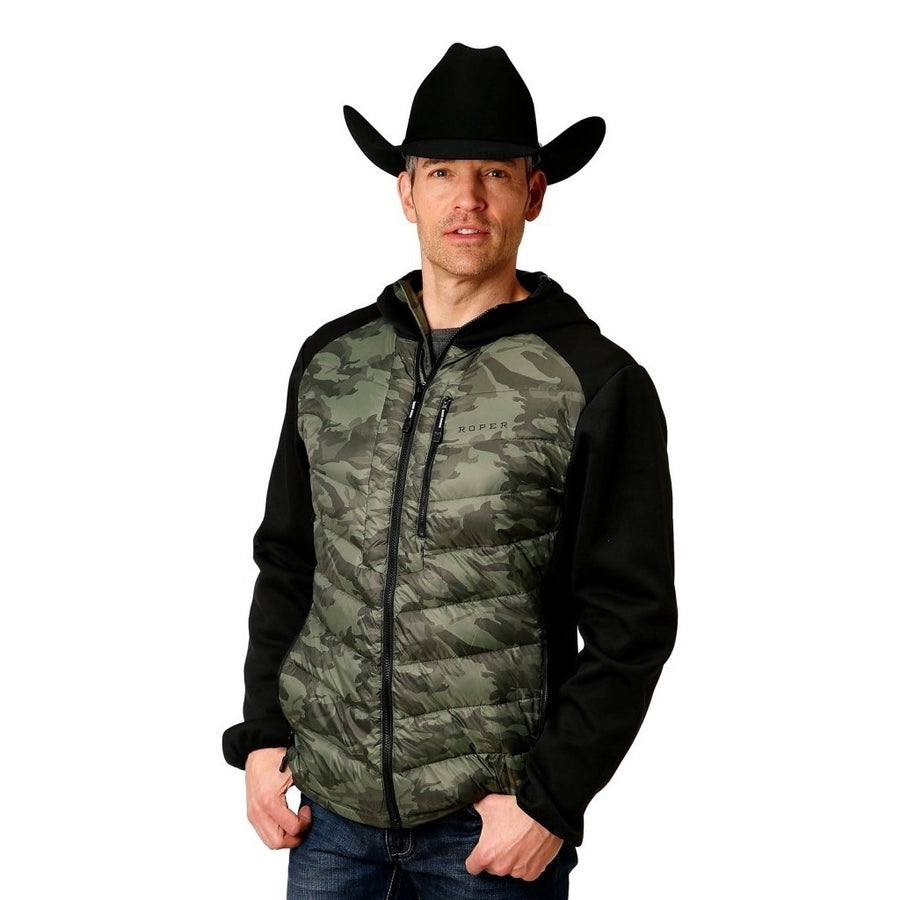 Roper Western Jacket Mens Crush Down Filled Green 03-097-0687-6134 GR Image 1