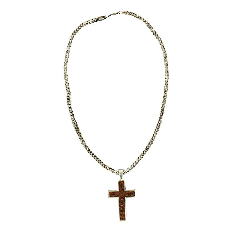 Twister Western Jewelry Necklace Mens Leather Cross Pendant 32104 Image 1