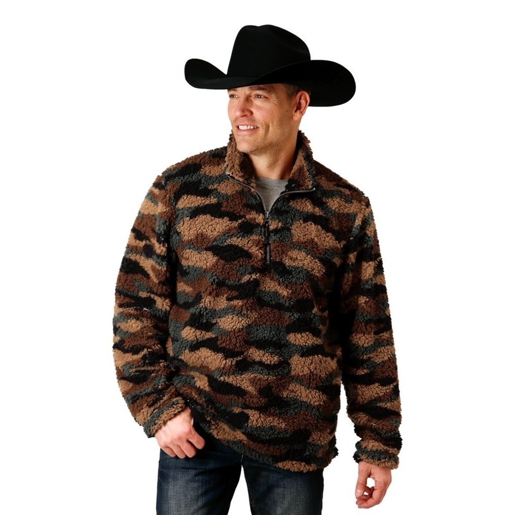 Roper Western Jacket Mens Polar Fleece Camo Brown 03-097-0250-6169 BR Image 1