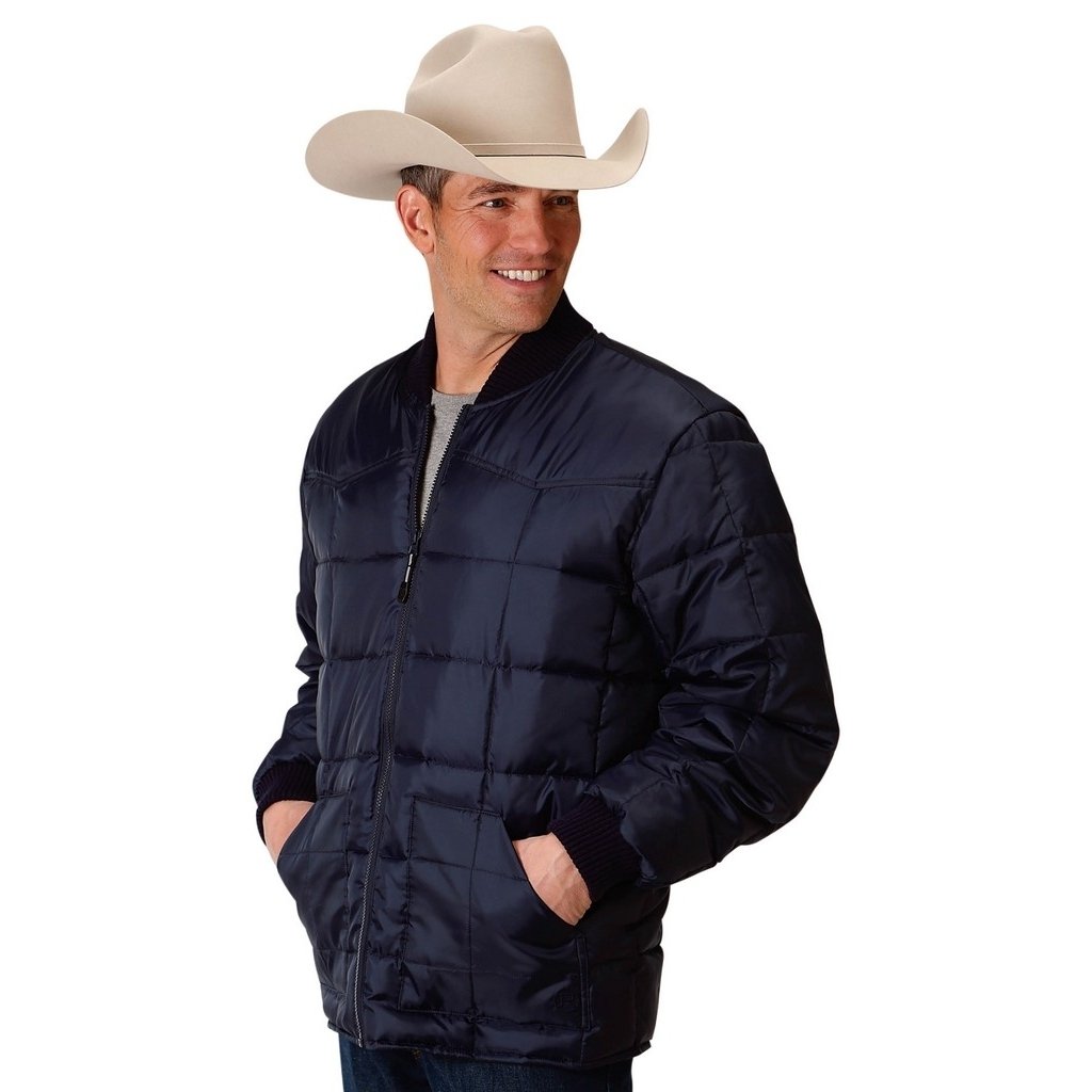 Roper Western Jacket Mens Zip Quilted Poly Navy 03-097-0761-0525 BU Image 1