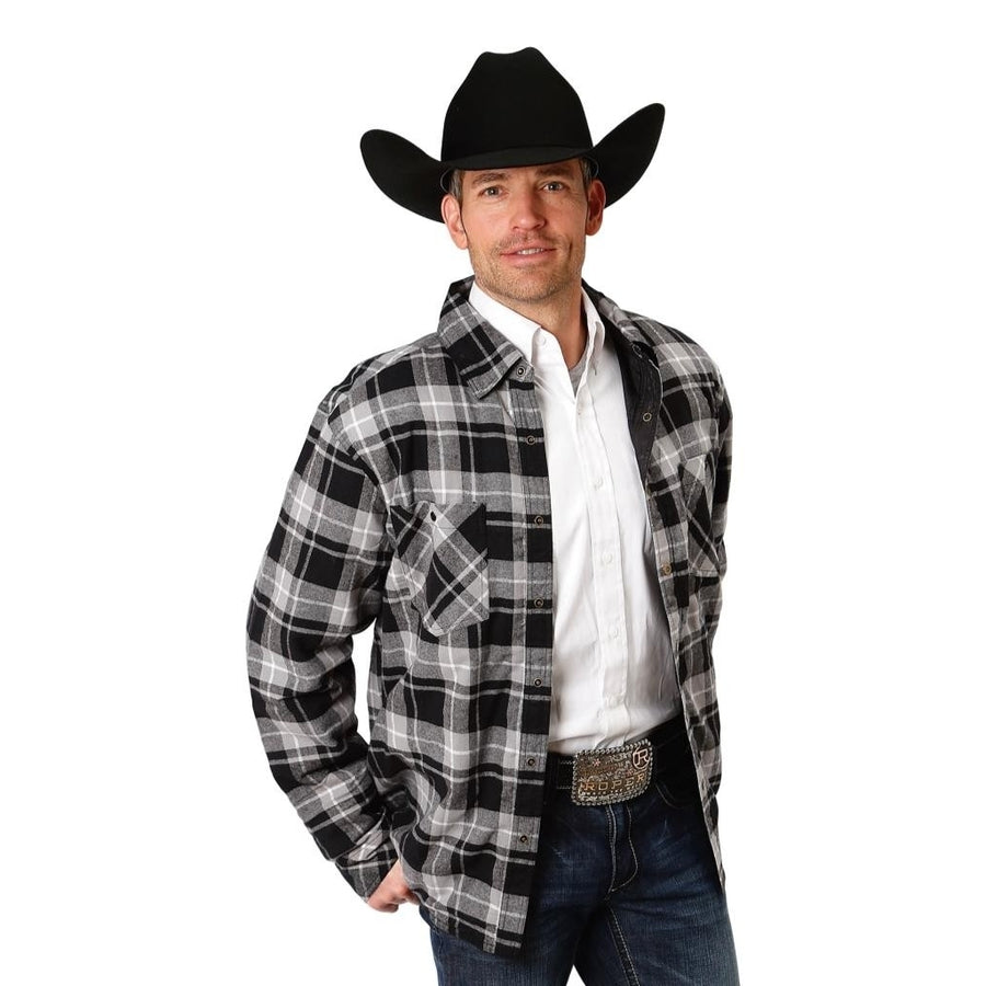 Roper Western Jacket Mens Flannel Reversible Black 03-097-0117-3686 BL Image 1