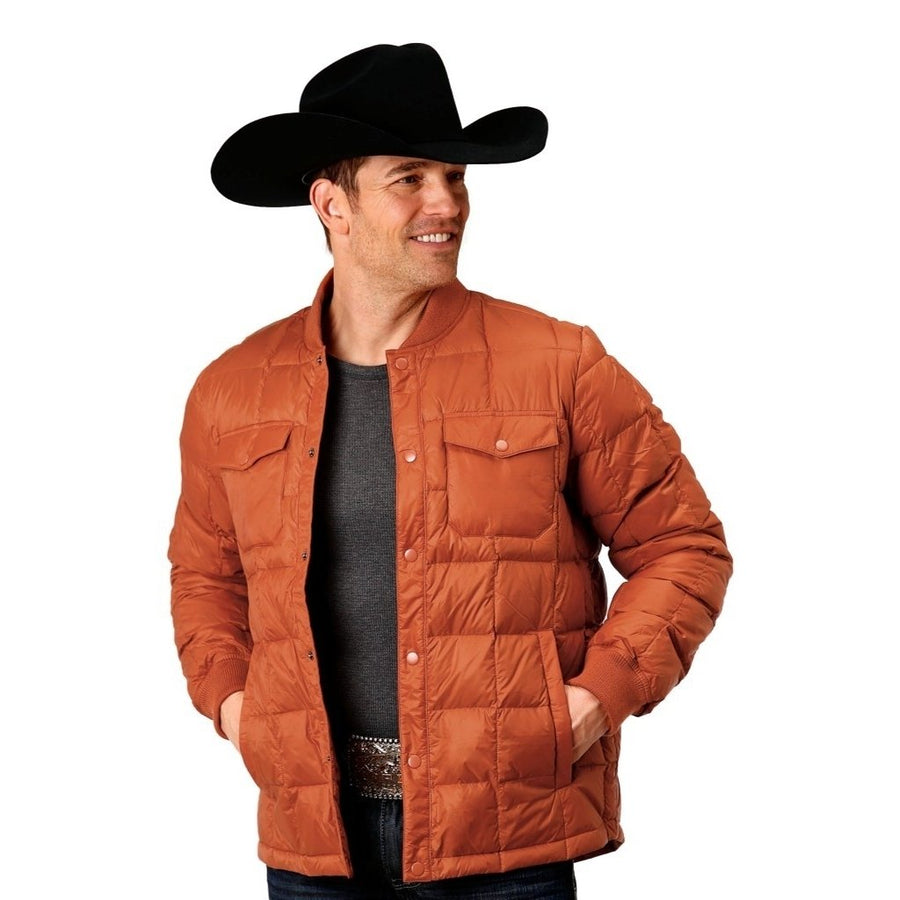 Roper Western Jacket Mens Filled Down Zips Rust 03-097-0693-6161 RT Image 1