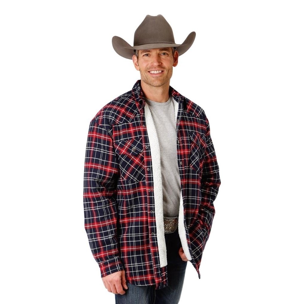 Roper Western Jacket Mens Flannel Plaid Red 03-097-0719-3685 RE Image 1