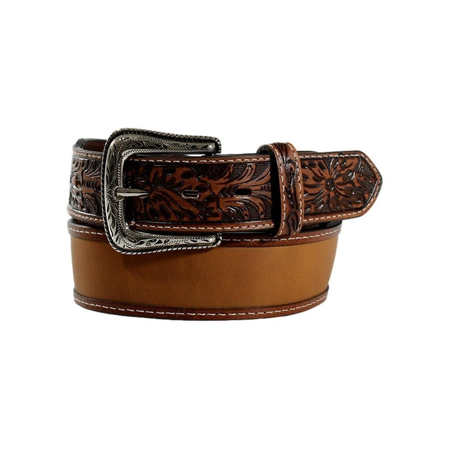 Ariat Western Belt Mens Floral Leather Buckle Brown A1040144 Image 1