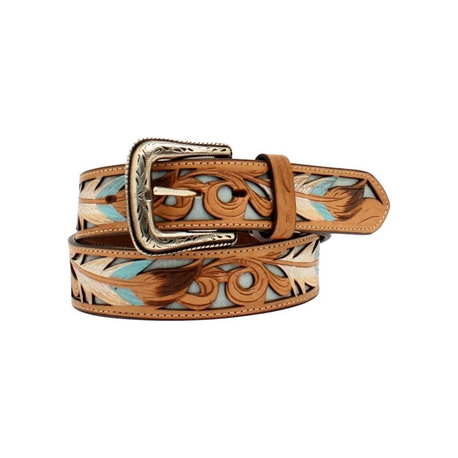 Nocona Western Belt Mens Feather Tooled Filigree Inlay N210006002 Image 1