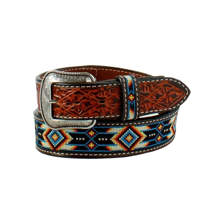 3D Western Belt Mens Embroidery Leather Aztec Brown D100015302 Image 1