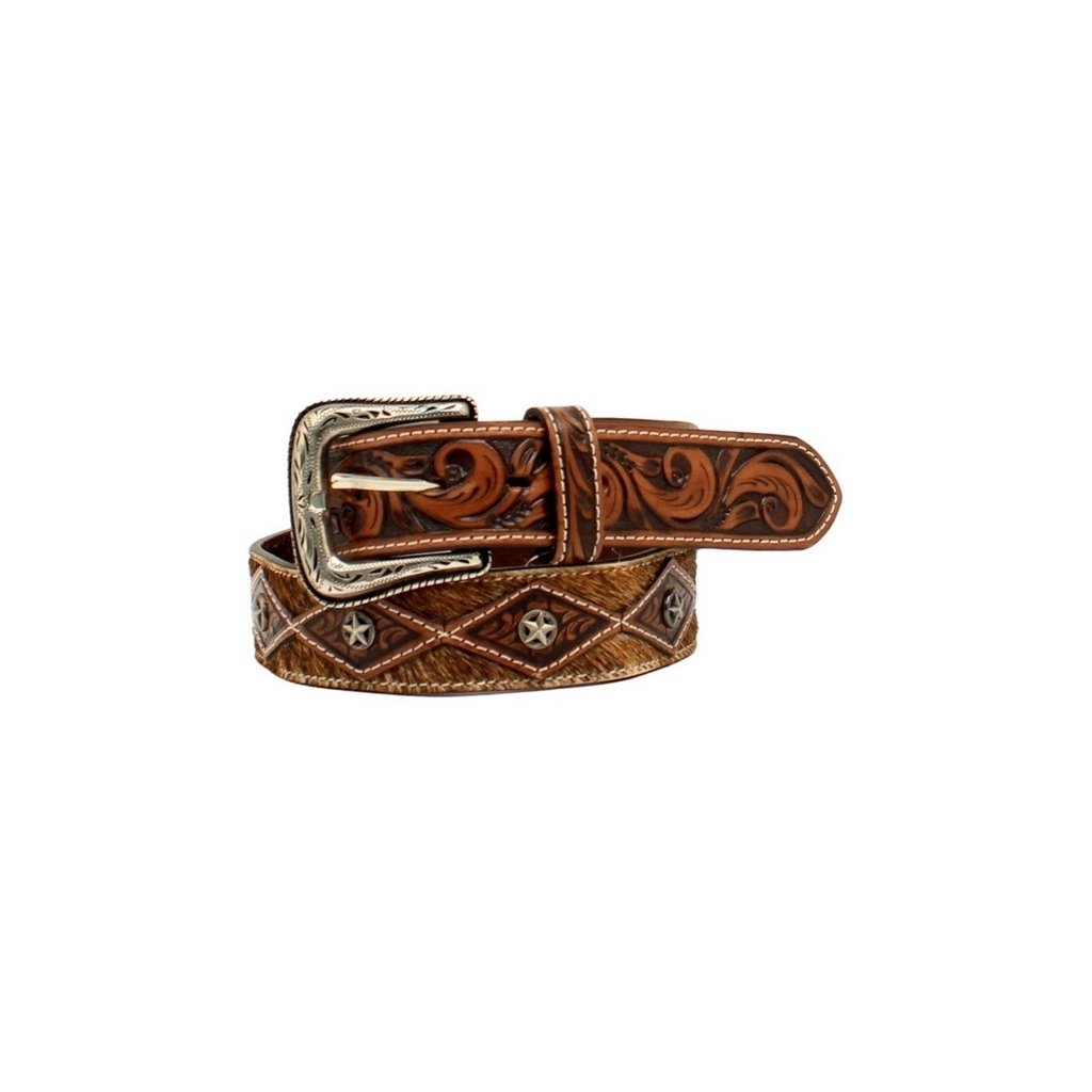 Ariat Western Belt Mens Calf Hair Concho Tooled Triangular A1039402 Image 1