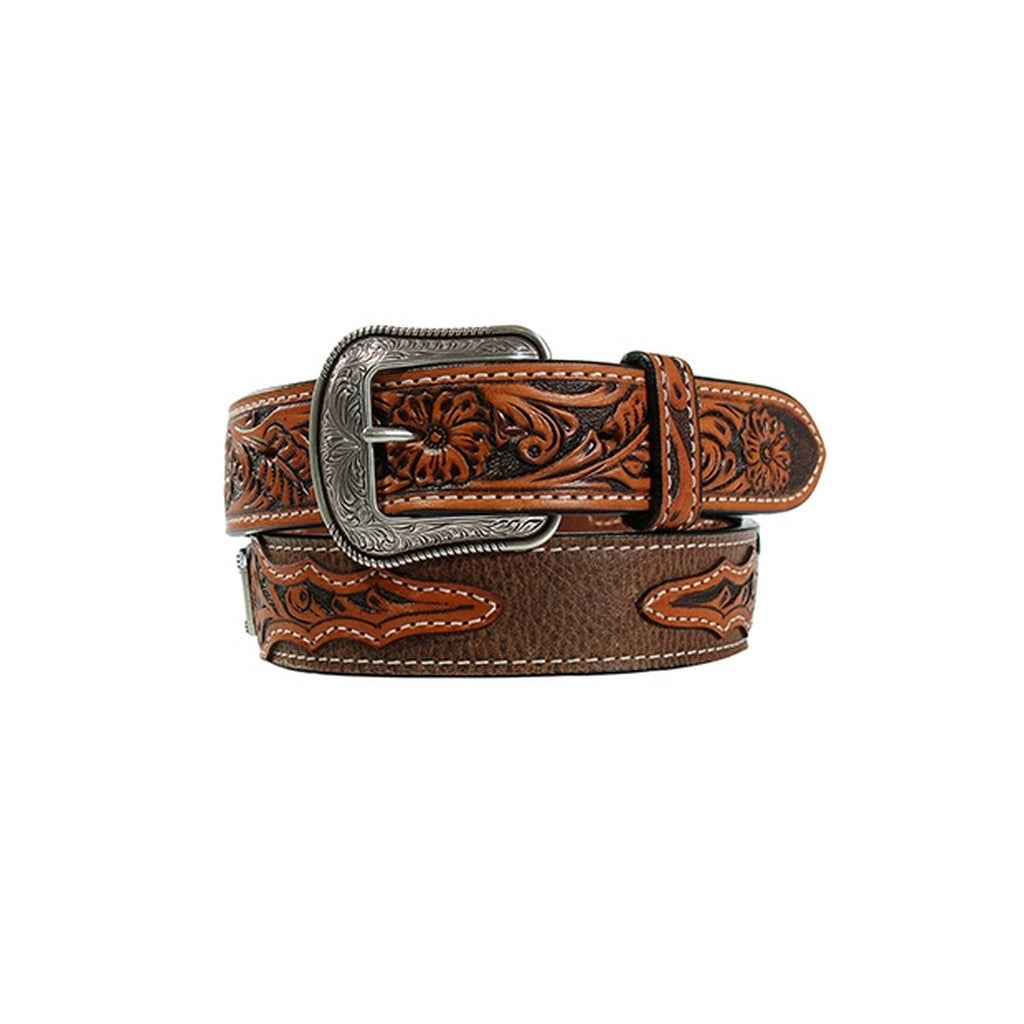 3D Western Belt Mens Longhorn Concho Floral Tabs Buckle D100014302 Image 1