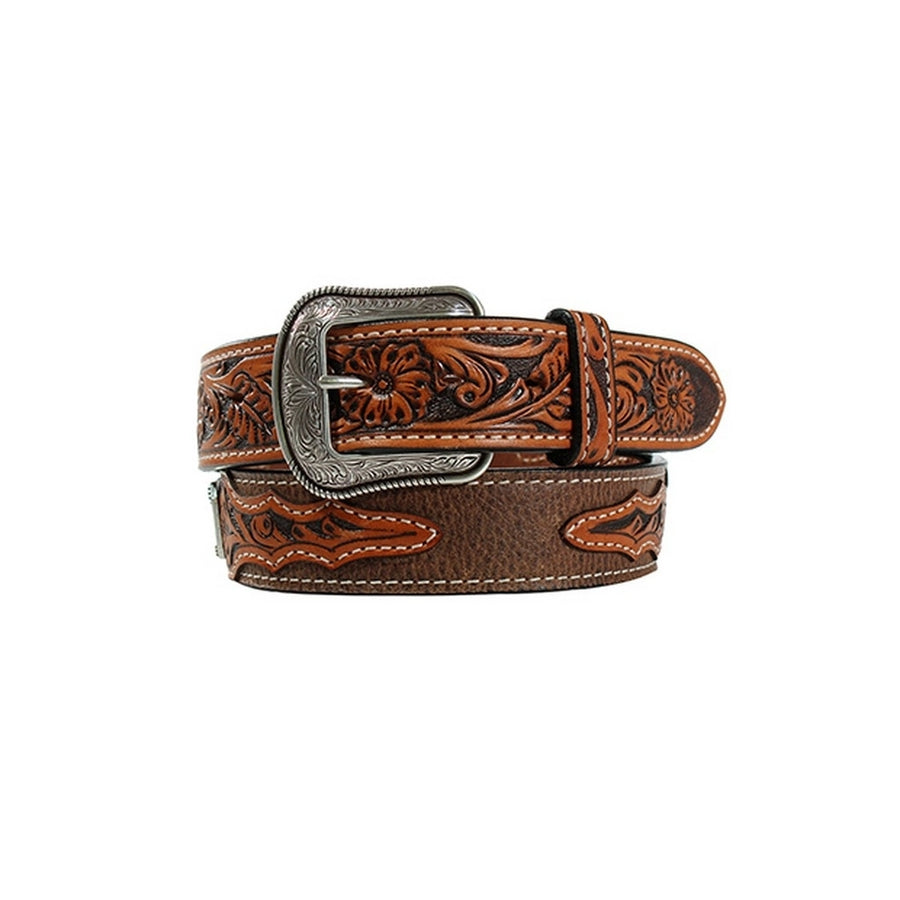 3D Western Belt Mens Longhorn Concho Floral Tabs Buckle D100014302 Image 1