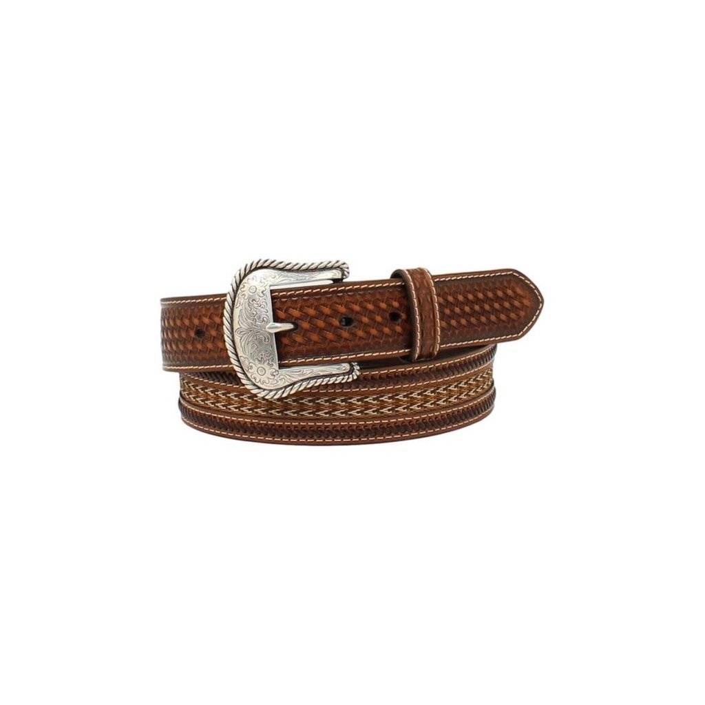 Nocona Western Belt Mens Braided Inlay Basketweave Tooled N210004702 Image 1