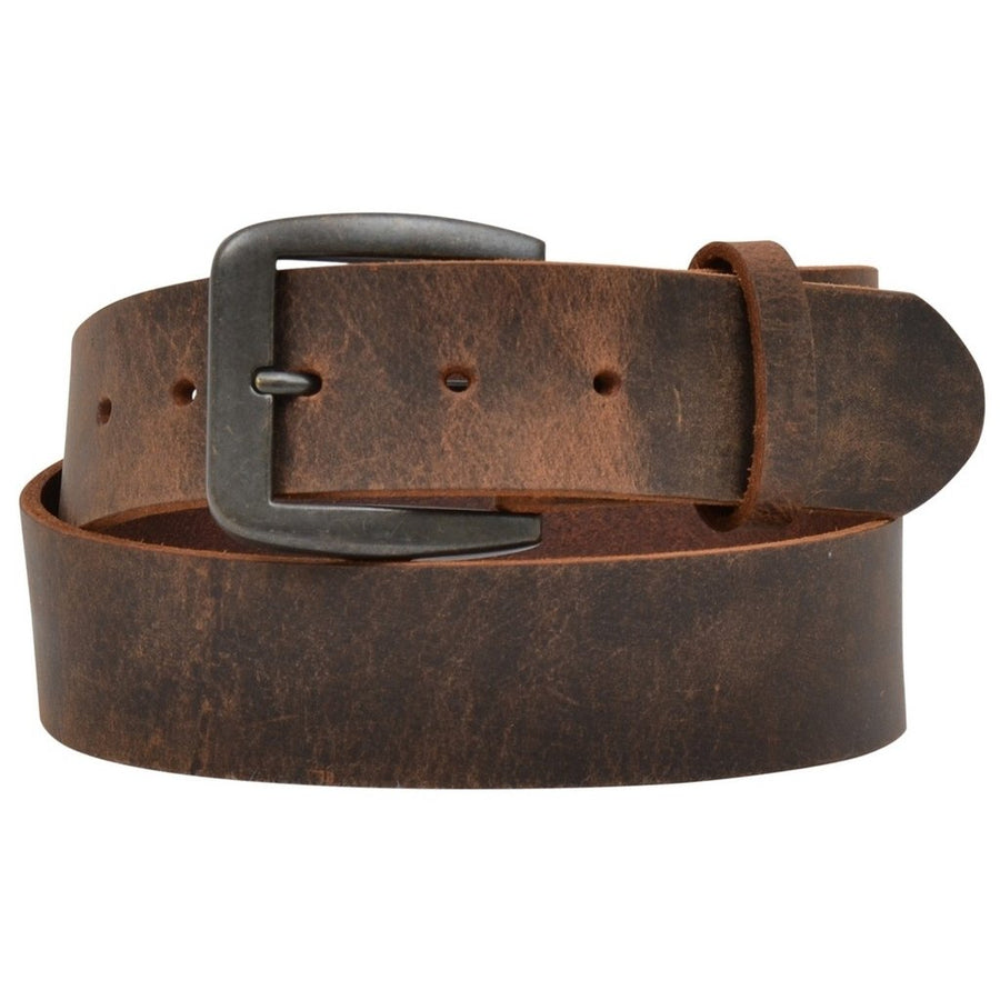 3D Western Belt Mens Raw Edge Single Brass Ply Antique Brown D1162 Image 1