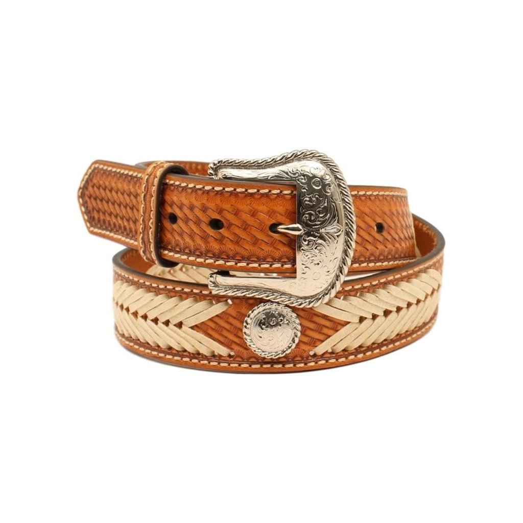 Nocona Western Belt Mens Chevron Laced Basketweave Conchos N210002248 Image 1