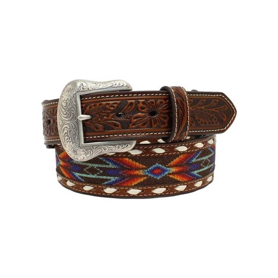 Nocona Western Belt Mens Ribbon Embossed Buck Laced Multi N210002697 Image 1