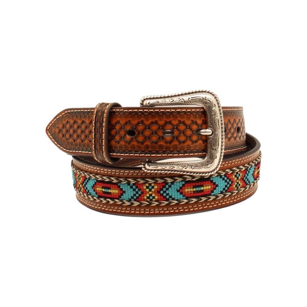 Nocona Western Belt Mens Overlays Conchos Buck Lace Brown N210002102 Image 1