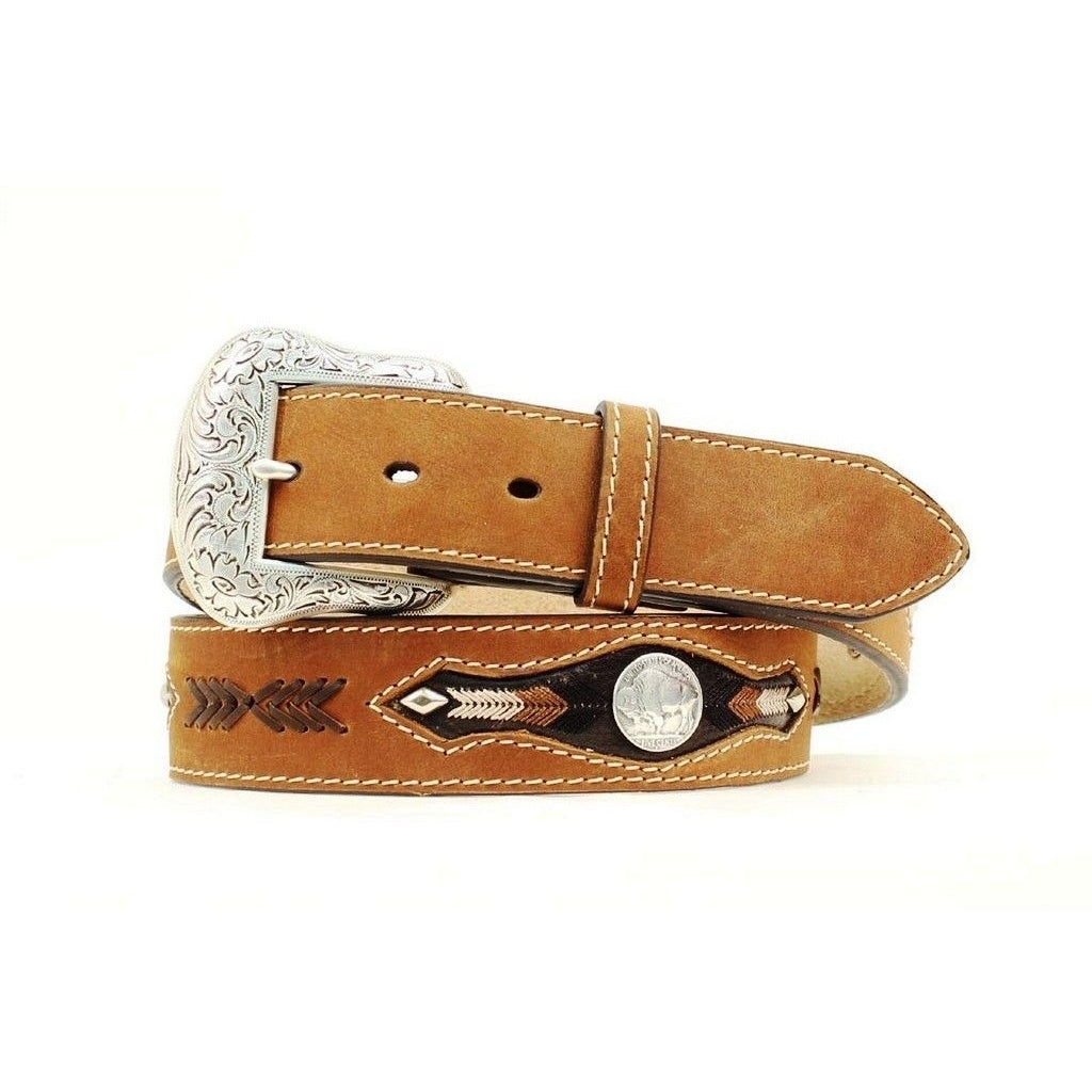 Nocona Western Belt Mens Buffalo Concho Arrow Medium Brown N2412044 Image 1