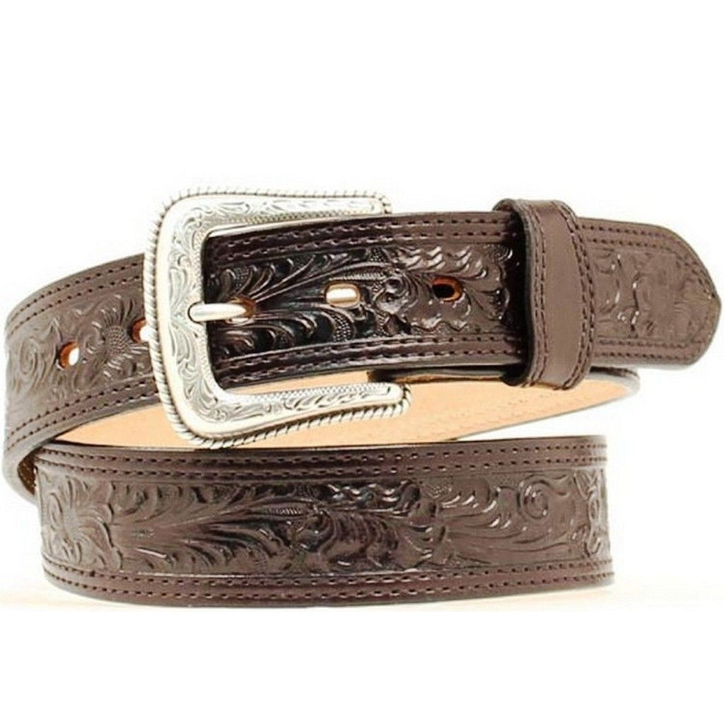 Nocona Western Belt Mens Leather Embossed Leaf Black N2496801 Image 1