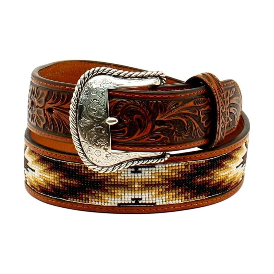 Nocona Western Belt Mens Bead Inlay Bead Southwestern Tan N2499308 Image 1