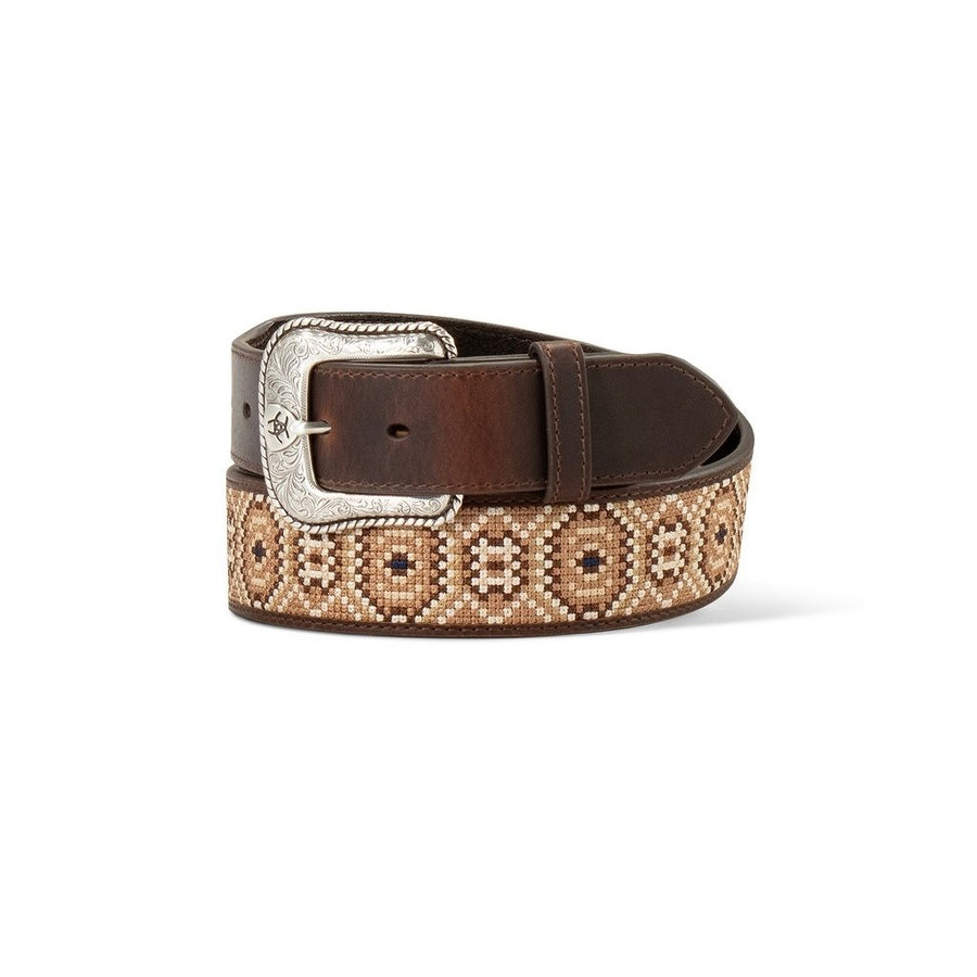 Ariat Western Belt Mens Rattlesnake Embroidery Floral Engrave A1042602 Image 1