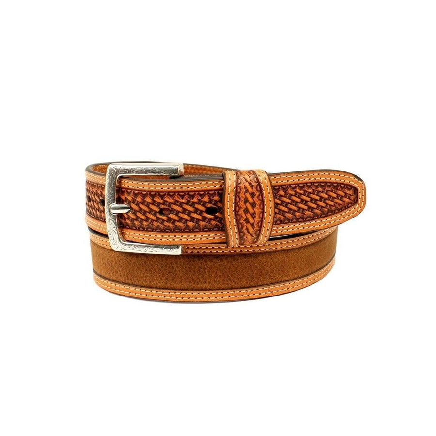 Ariat Western Belt Men Embossed Basketweave Tab Square Buckle A1032044 Image 1