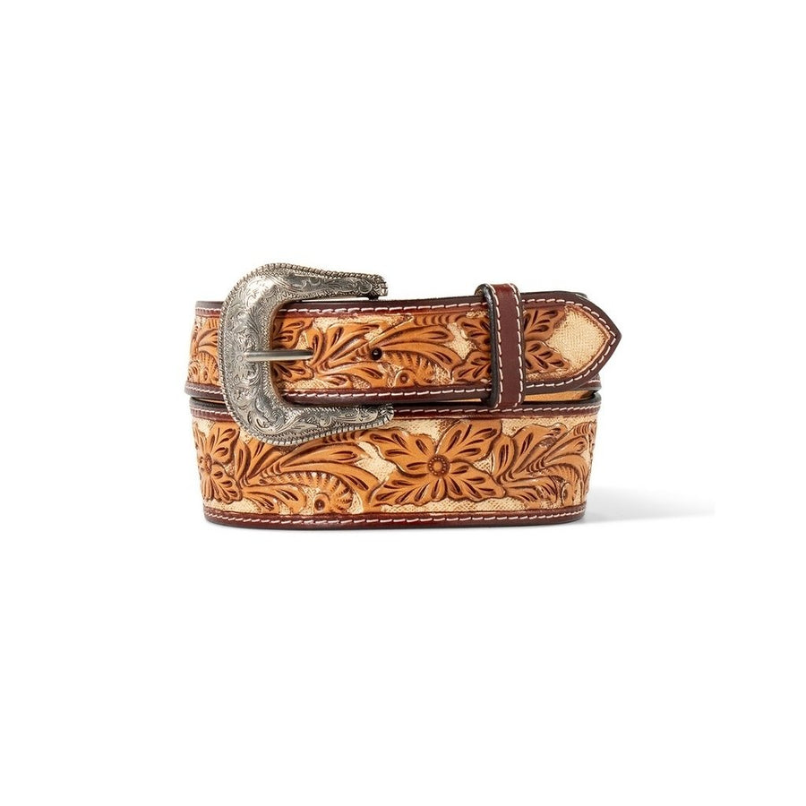 Ariat Western Belt Mens Hand Painted Floral Rope Edge Tan A1042508 Image 1