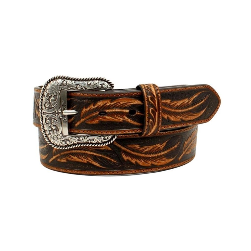 Ariat Western Belt Mens Embossed Repeating Leaf Ariat Logo A1029608 Image 1