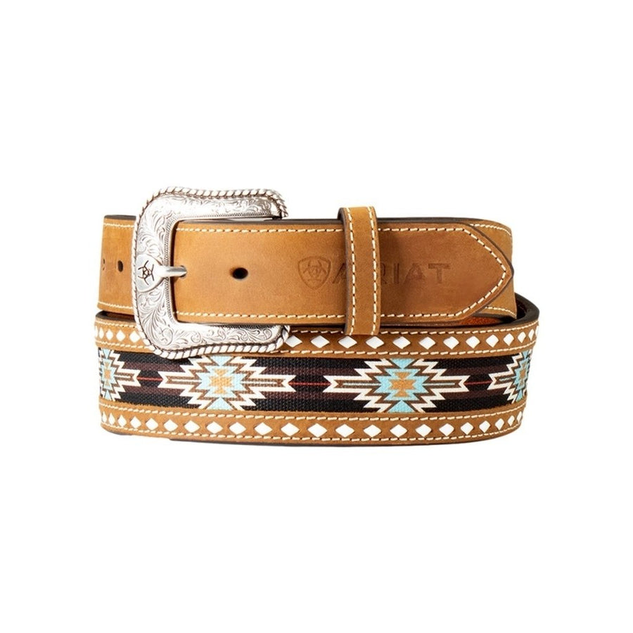 Ariat Western Belt Mens Southwest Fabric Inlay Diamond Brown A1041802 Image 1