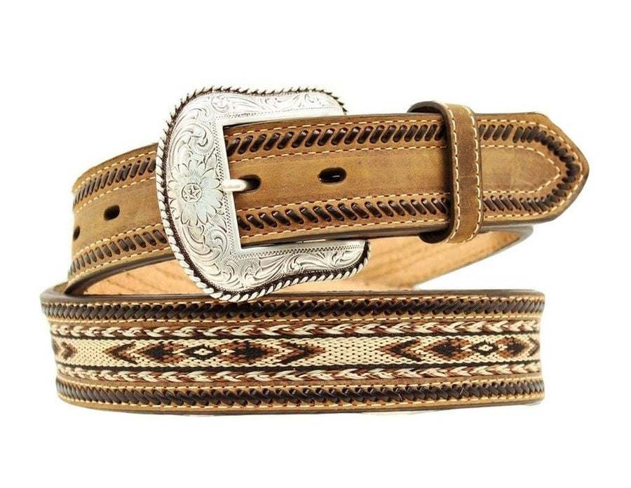 Nocona Western Belt Mens Leather Southwest Laced Brown N2487644 Image 1