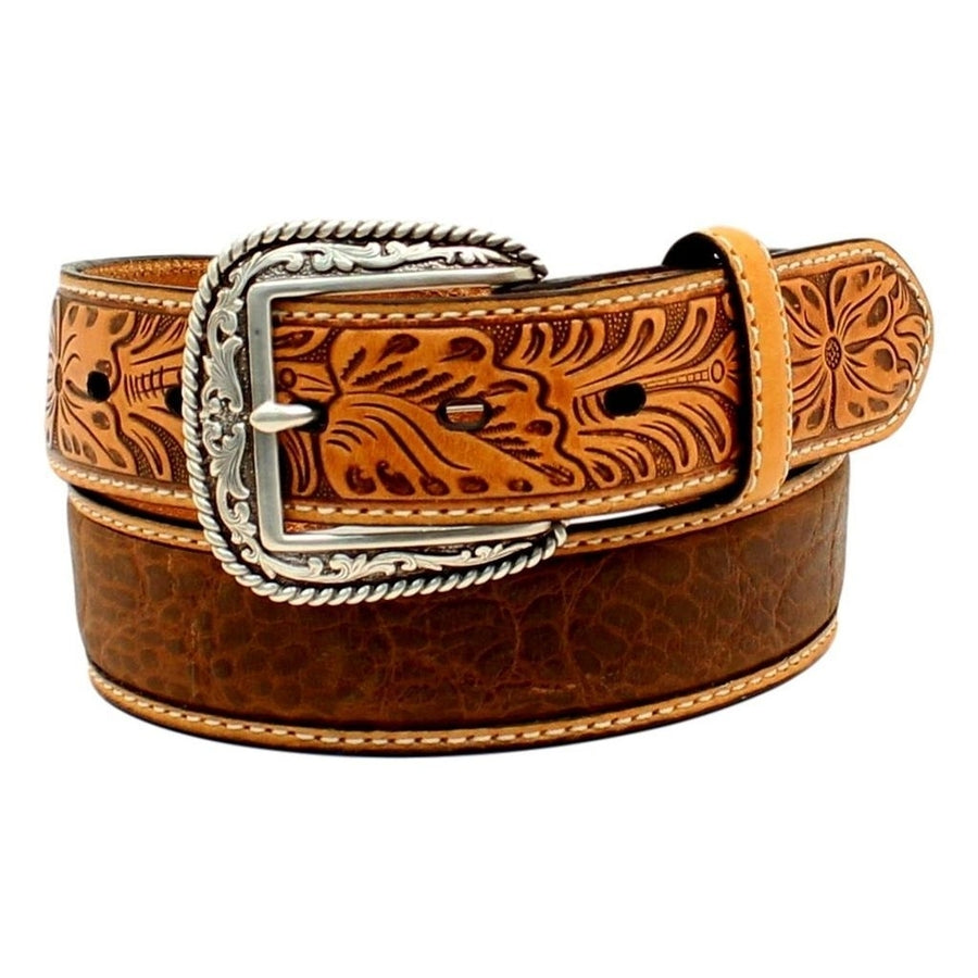 Ariat Western Belt Mens Croco Print Embossed Floral Tan A1022008 Image 1