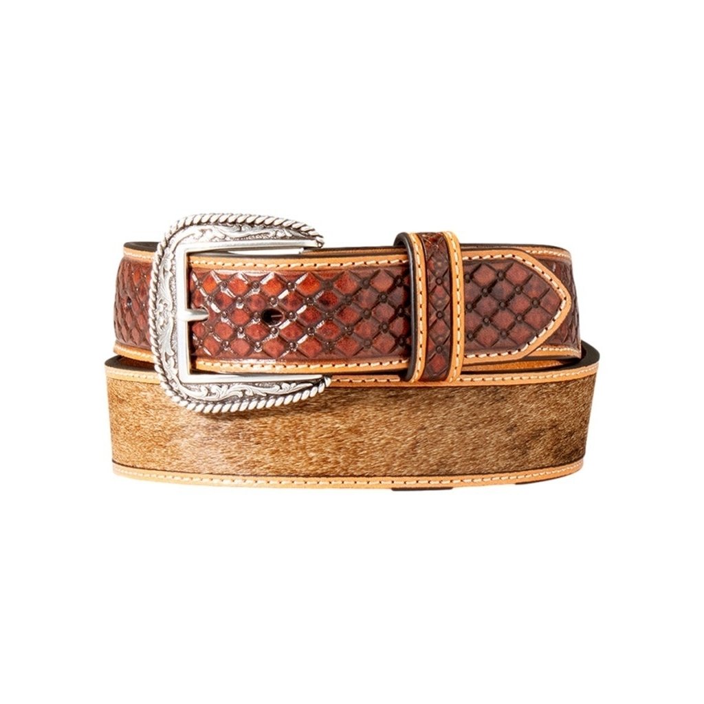 Ariat Western Belt Mens Embossed Calf Hair Engraved Buckle A1042102 Image 1