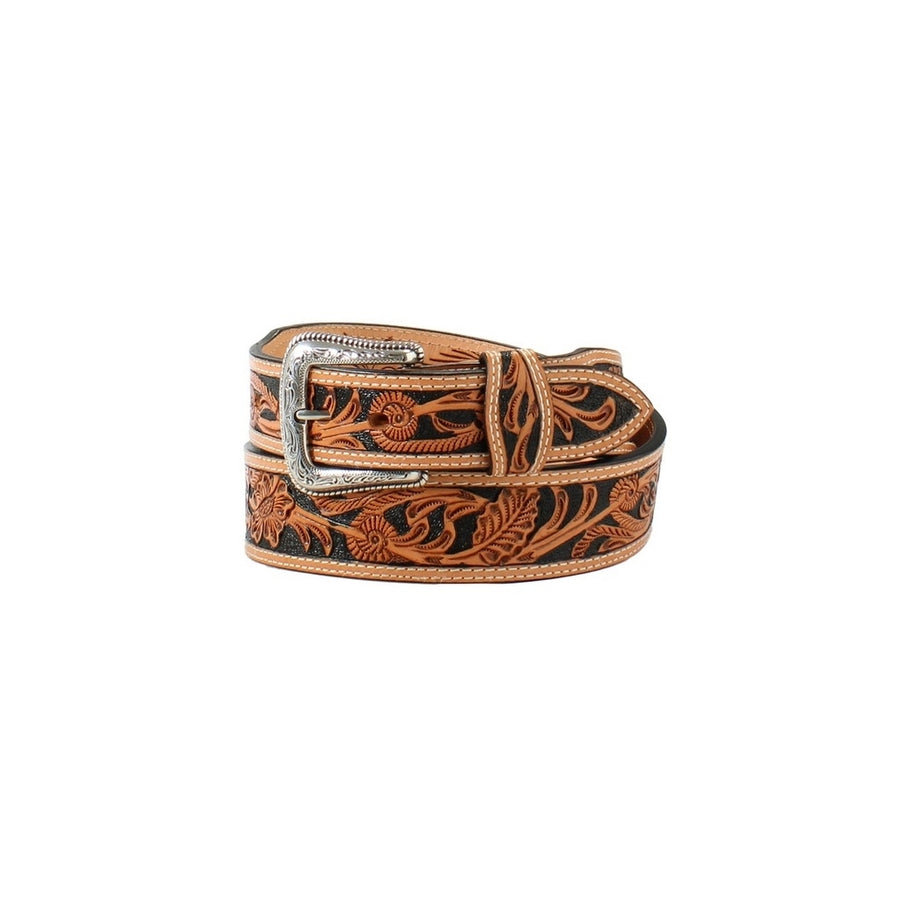 Nocona Western Belt Mens Floral Hand Tooled Tapered Stained N24973103 Image 1