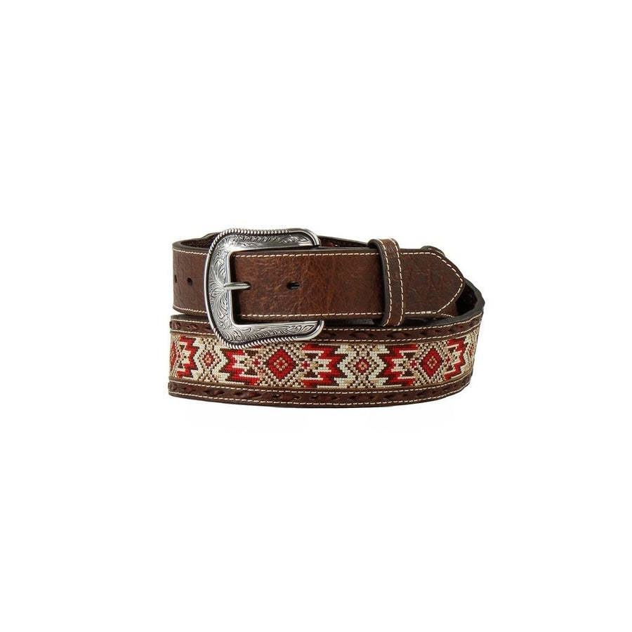 3D Western Belt Mens Embroidered Inlay Buck Laced Textured D100017804 Image 1