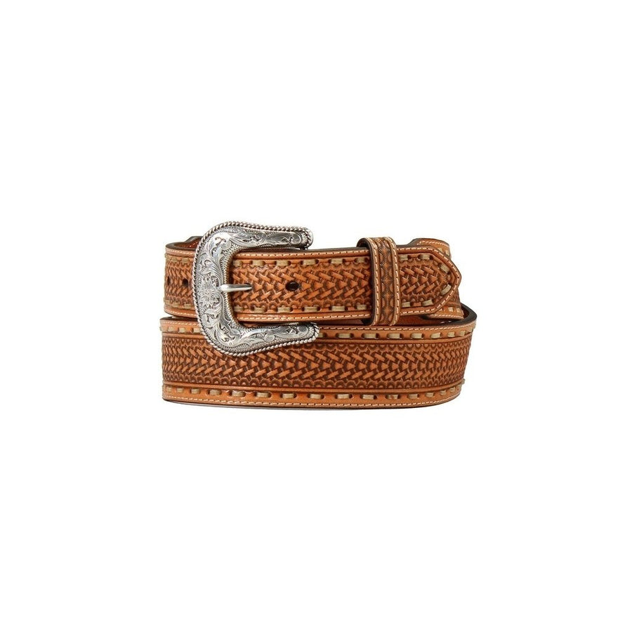 Nocona Western Belt Mens Basket Weave Buck Lace Embossed N210008248 Image 1