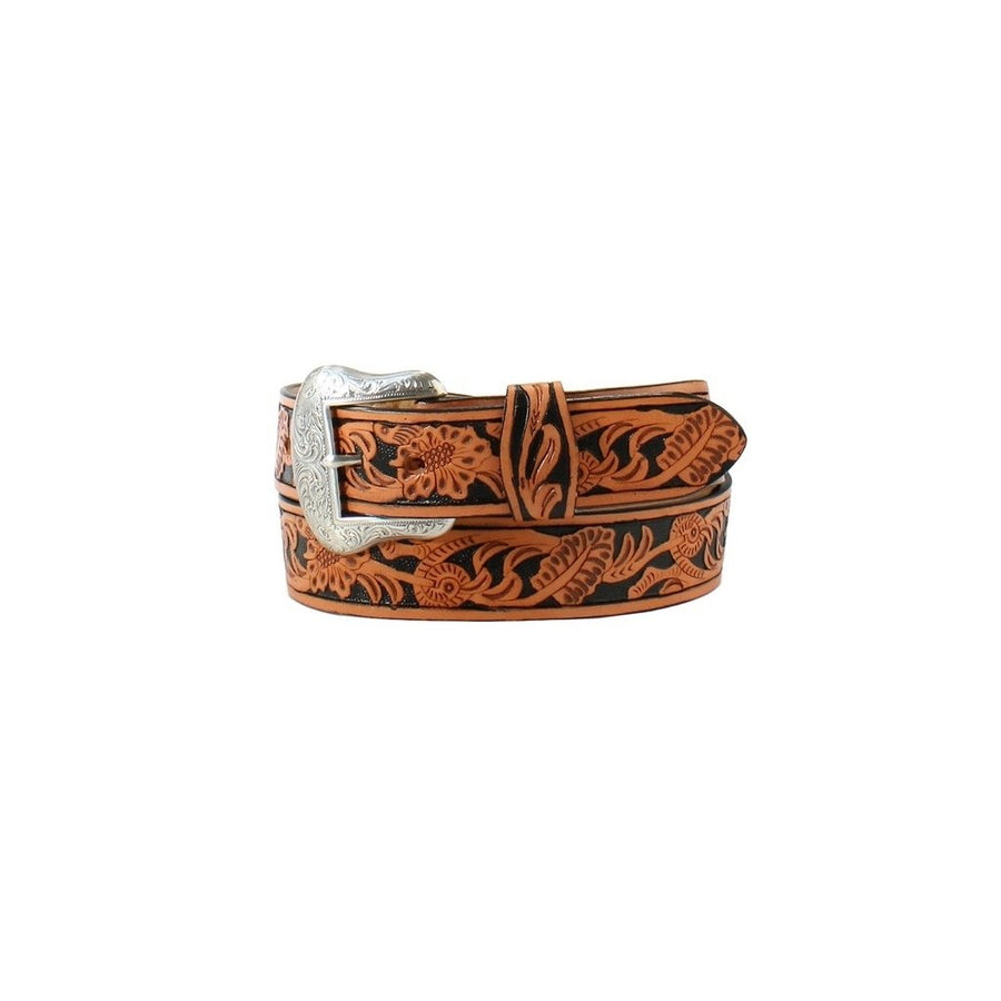 Nocona Western Belt Mens Floral Embossed Stain Background N2497298 Image 1