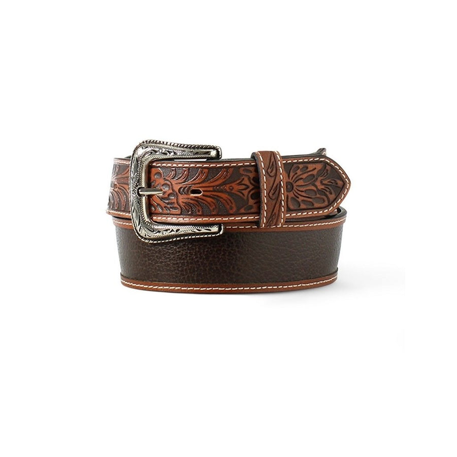 Ariat Western Belt Mens Floral Tabs Pebble Inlay Brown A1040102 Image 1