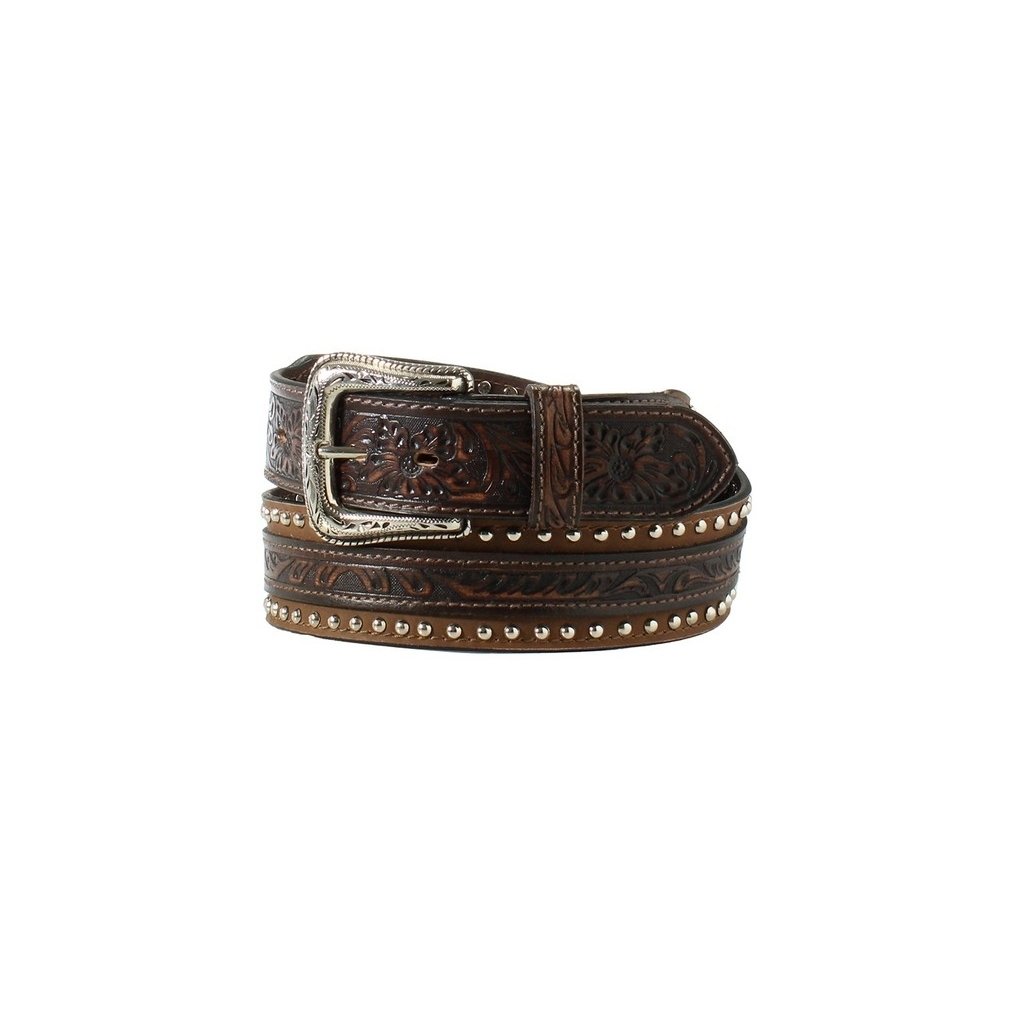 Nocona Western Belt Mens Floral Overlay Tooled Brown N210006902 Image 1