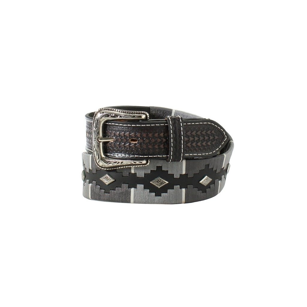 Nocona Western Belt Mens Wrap Lacing Floral Tooled Black N210006701 Image 1