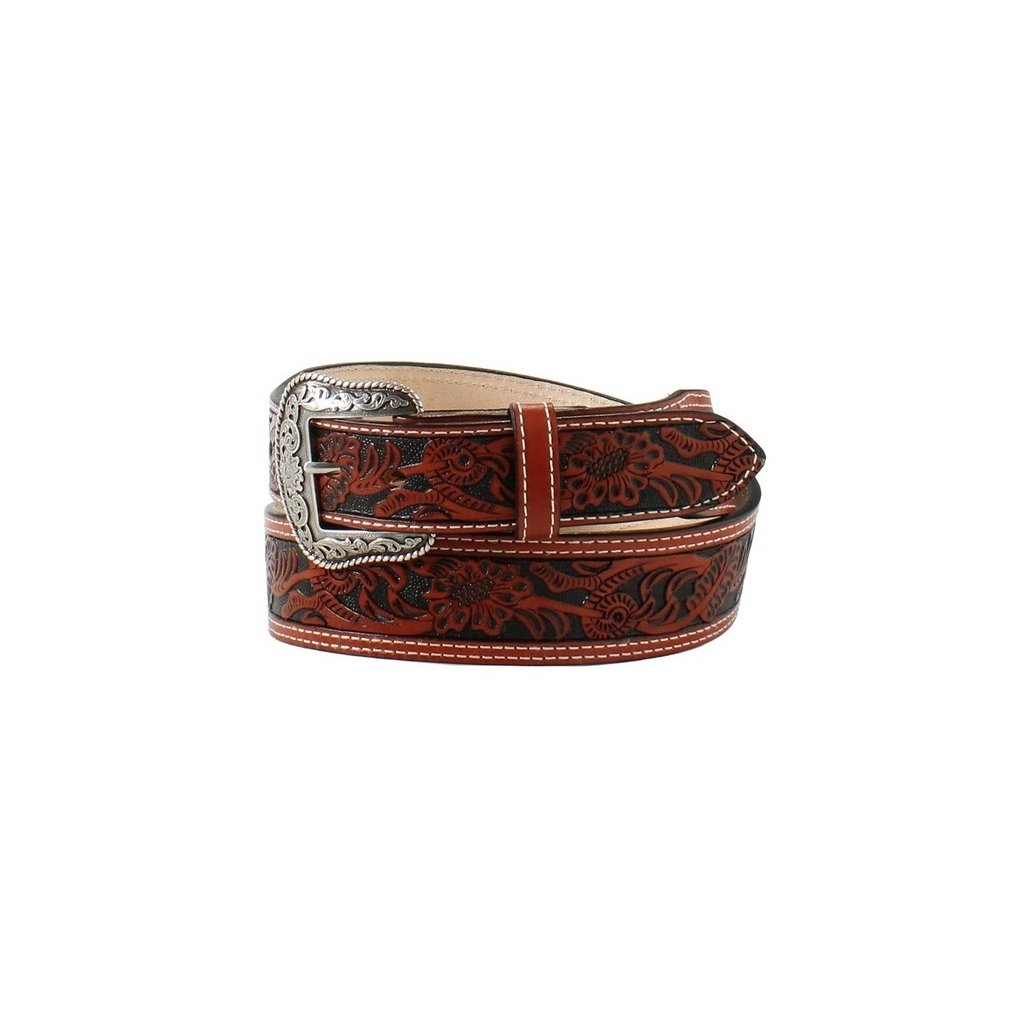 Nocona Western Belt Mens Floral Embossed Tapered Tan N2496908 Image 1