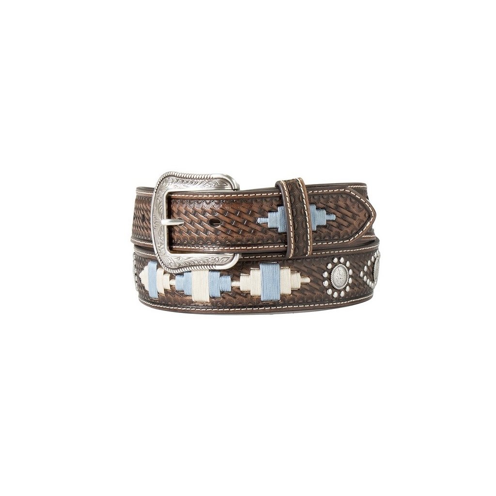 3D Western Belt Mens Basketweave Sunburst Embroidered D100015802 Image 1