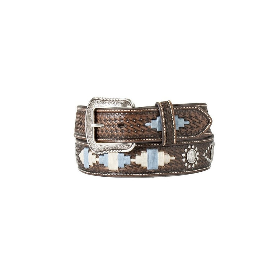 3D Western Belt Mens Basketweave Sunburst Embroidered D100015802 Image 1