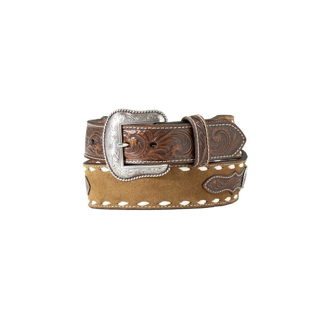 Nocona Western Belt Mens Embossed Buck Laced Roughout Body N210000208 Image 1