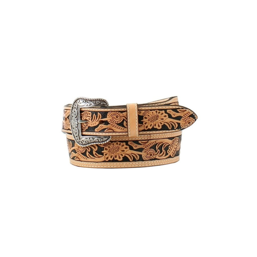 Nocona Western Belt Mens Floral Embossed Tapered Natural N2496948 Image 1