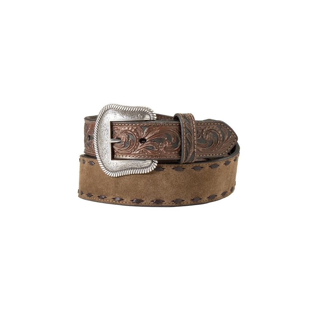 Nocona Western Belt Mens Embossed Buck Laced Roughout Body N210000308 Image 1