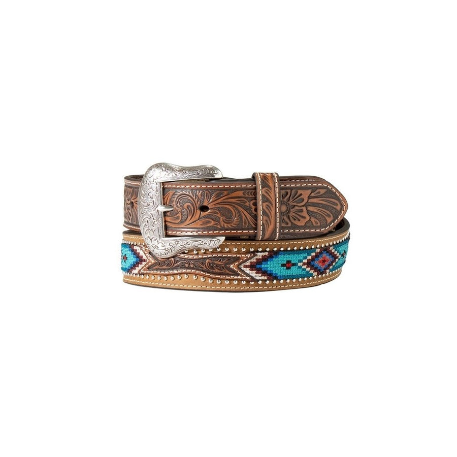 Nocona Western Belt Mens Floral Tabs Embroidered Embossing N210001002 Image 1