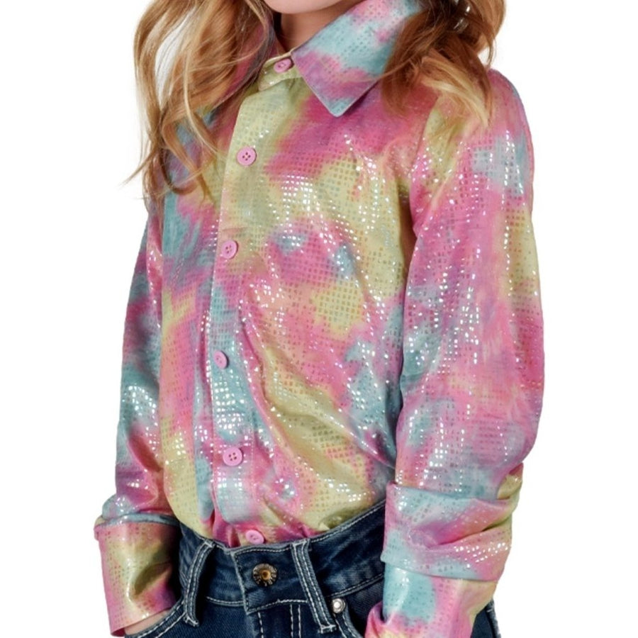 Cowgirl Tuff Western Shirt Girls L/S Cotton Candy Multicolor 100860 Image 1