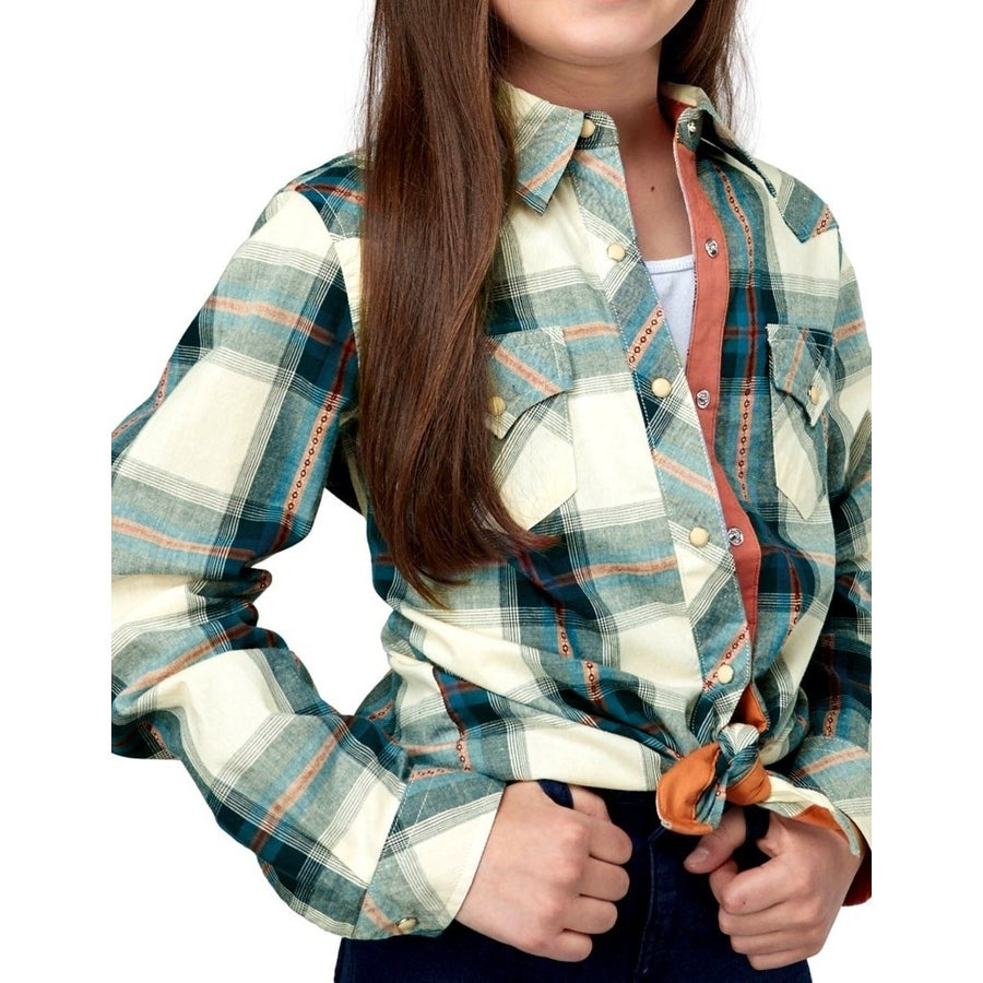 Roper Western Shirt Girls L/S Plaid Multi-Color 03-080-0062-0477 MU Image 1