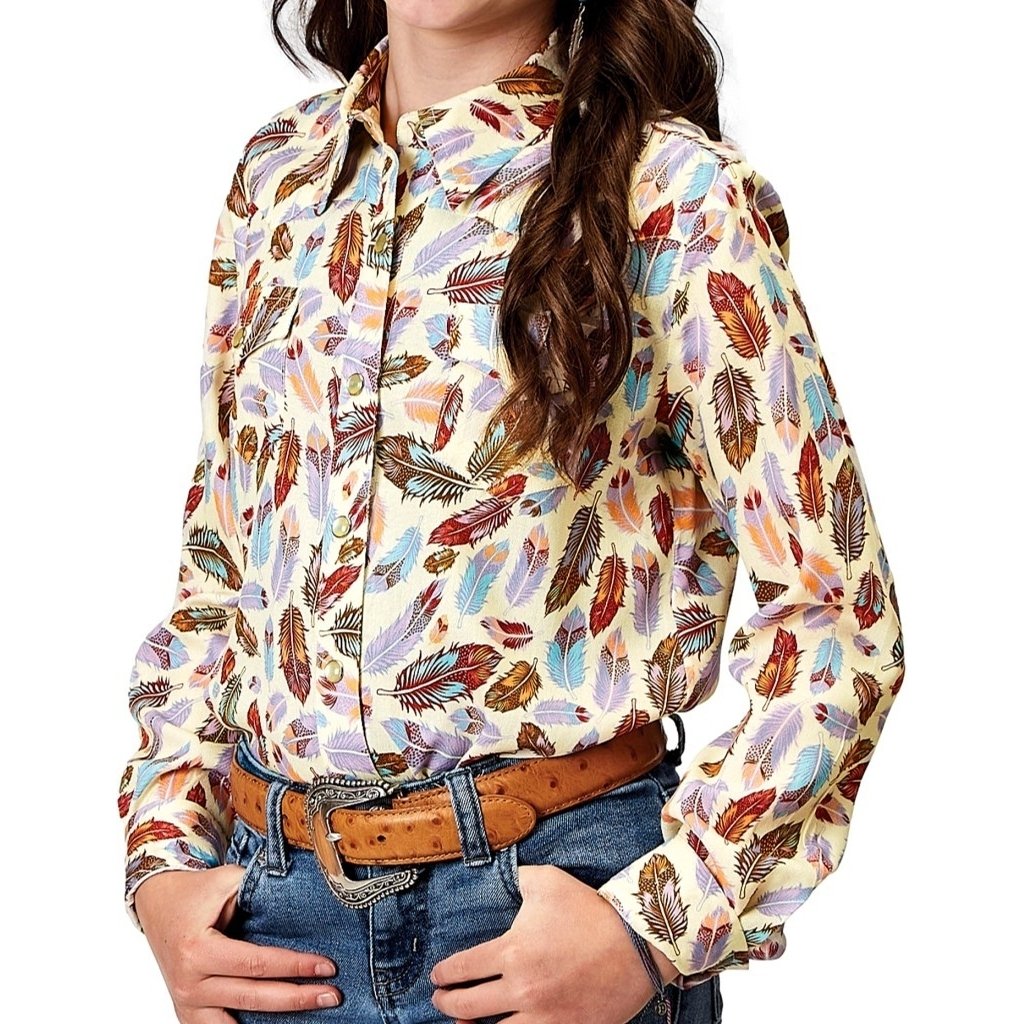 Roper Western Shirt Girls L/S Feather Toss Multi 03-080-0590-2036 MU Image 1