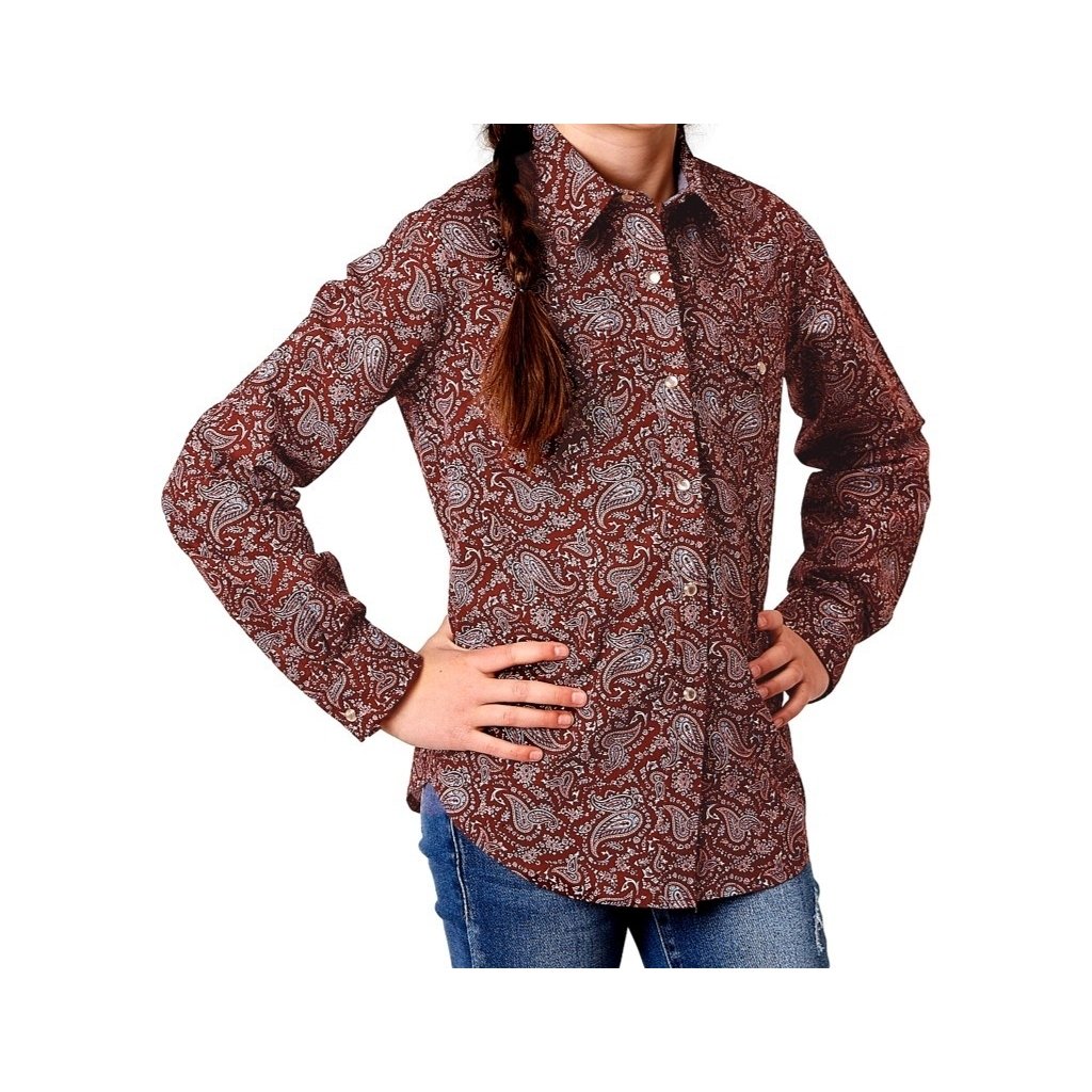 Roper Western Shirt Girls Paisley L/S Snap Red 03-080-0064-0316 RE Image 1